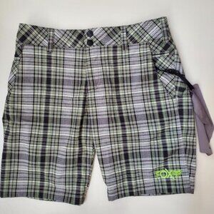 Fox avacado plaid gold flat front shorts